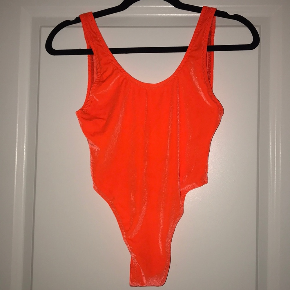 Orange one piece swimsuit